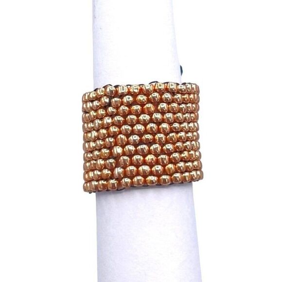 Yellow Gold with Bronze and AB Crystal Cellini Spiral Statement Ring Size 7 - Picture 4 of 6